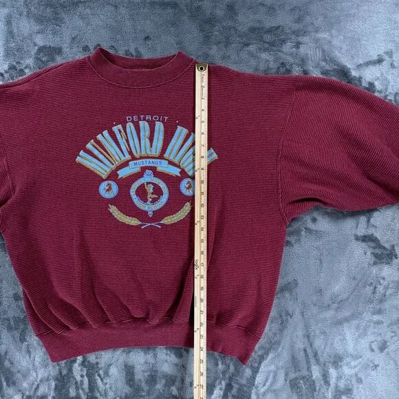 Genius Sweatshirt Men L/XL Detroit High School Mumford Mustangs Vintage 80's - Picture 8 of 16